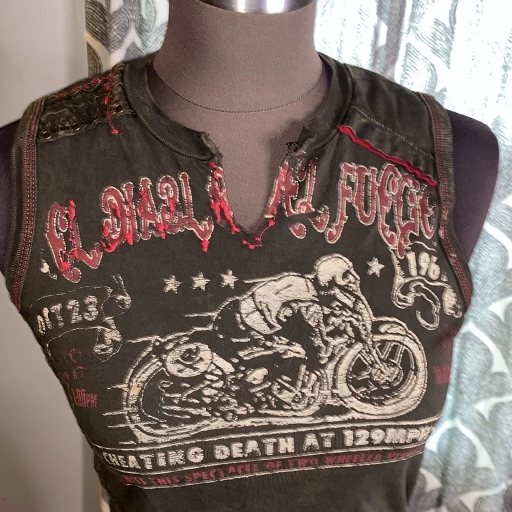 Salvage Black and Red Graphic Tank Top - Picture 2 of 9